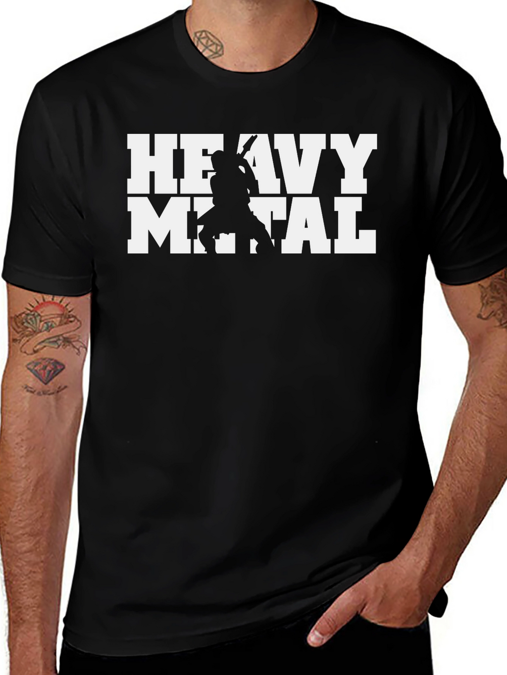 Heavy Metal Guitarist Graphic Tee - Black Cotton