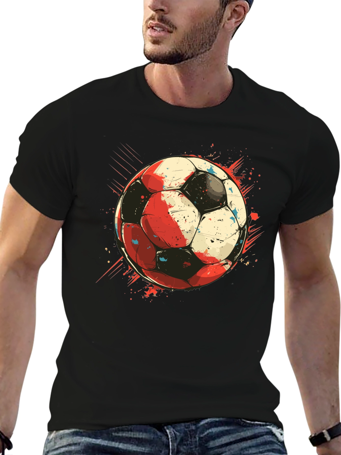 Soccer Ball Graphic Tee - Stylish Sports T-Shirt