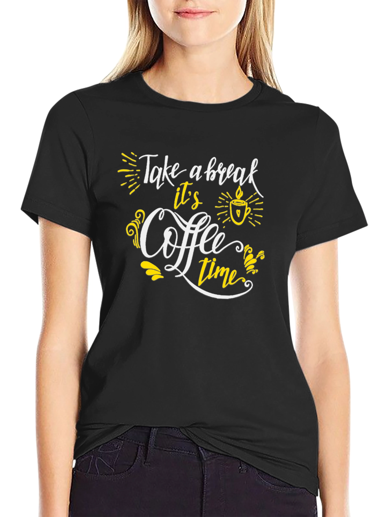 Coffee Time Graphic Tee - Black Casual T-Shirt
