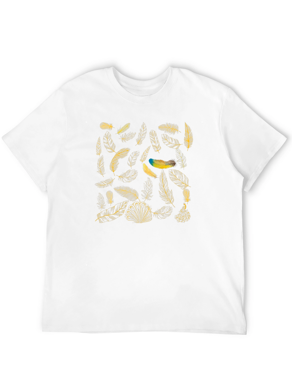 Feather Print T-Shirt - Black