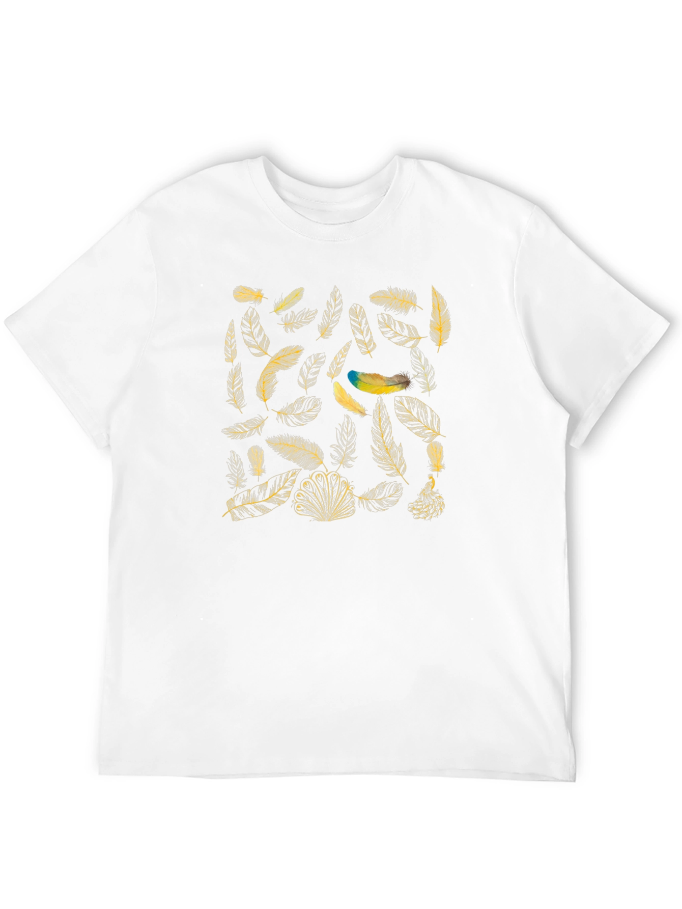 Feather Print T-Shirt - Black