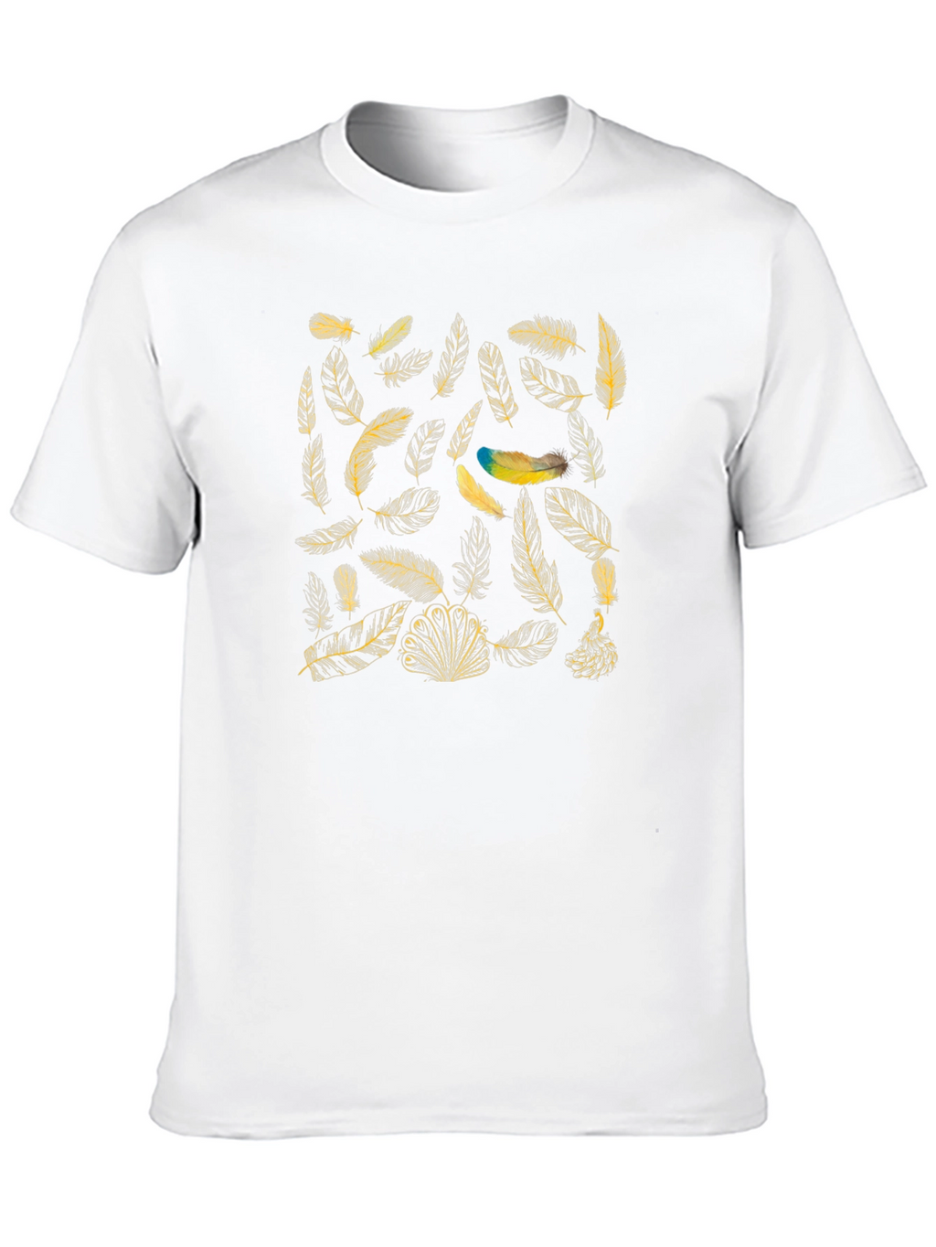 Feather Print T-Shirt - Black