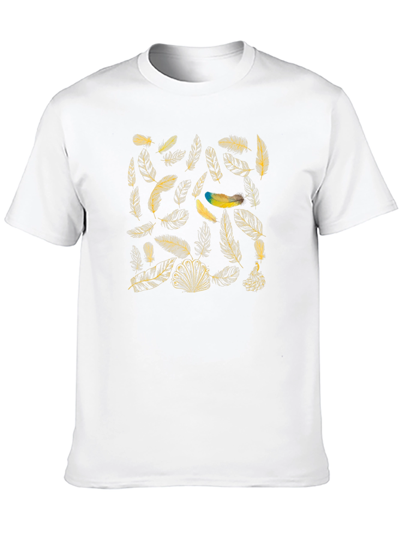 Feather Print T-Shirt - Black