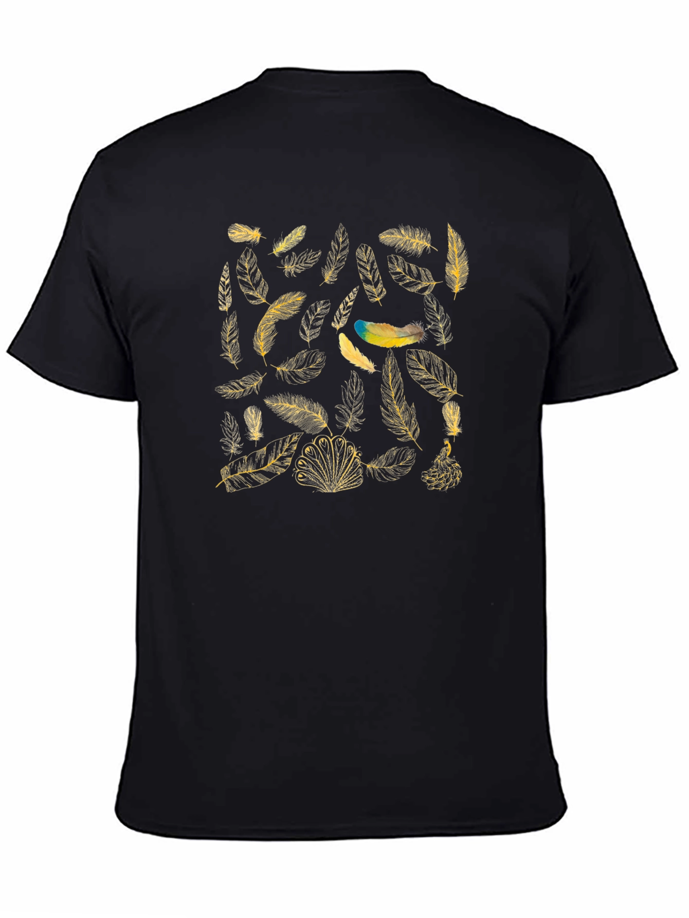 Feather Print T-Shirt - Black