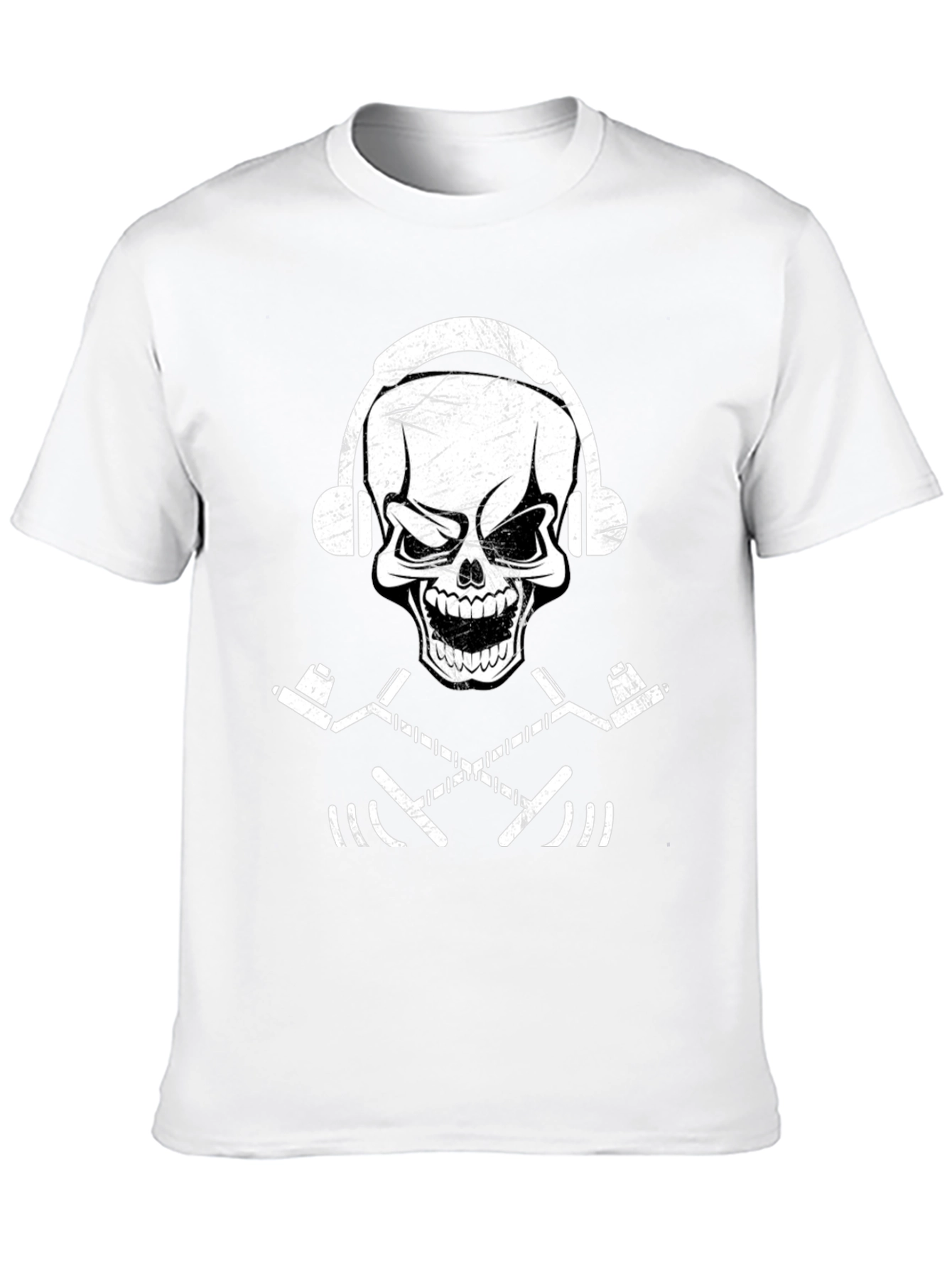 Skull & Hockey Sticks Graphic Tee - Black T-Shirt