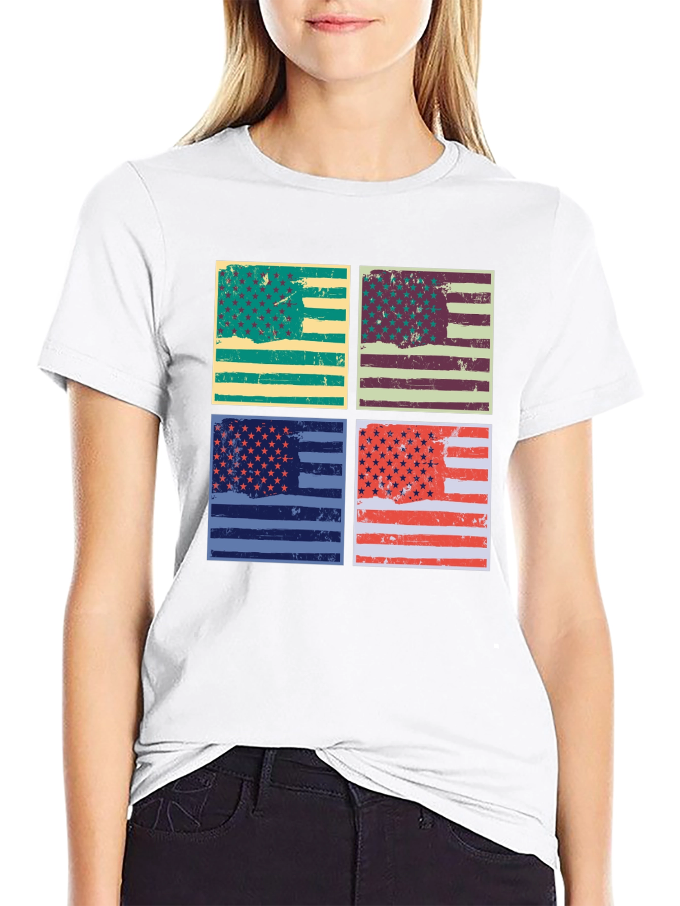 Retro American Flag Graphic T-Shirt - Patriotic Style