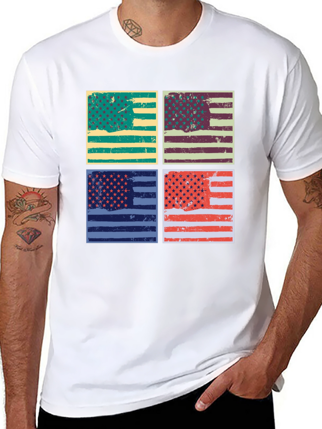 Retro American Flag Graphic T-Shirt - Patriotic Style
