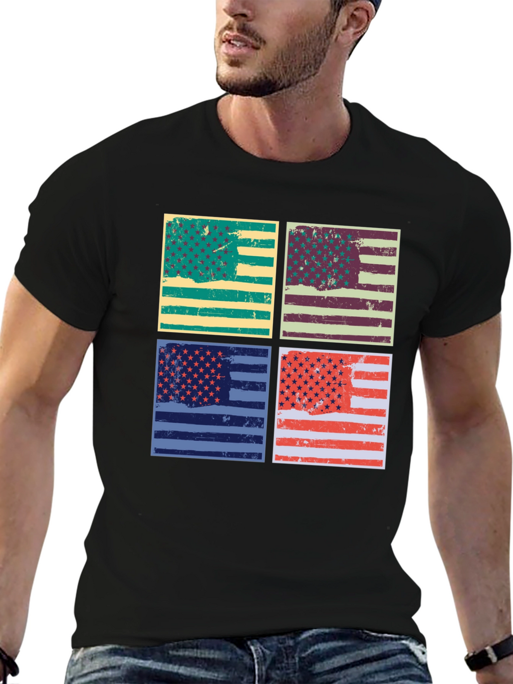 Retro American Flag Graphic T-Shirt - Patriotic Style