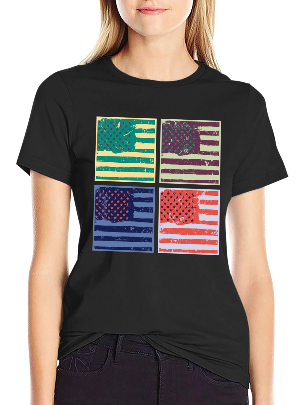 Retro American Flag Graphic T-Shirt - Patriotic Style