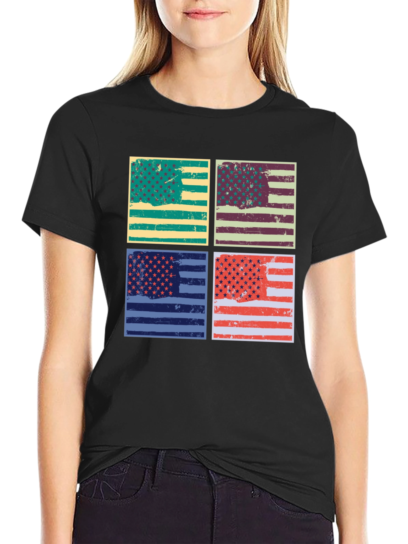 Retro American Flag Graphic T-Shirt - Patriotic Style