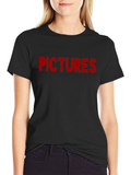 Pictures Graphic Tee - Bold Red Print on Black