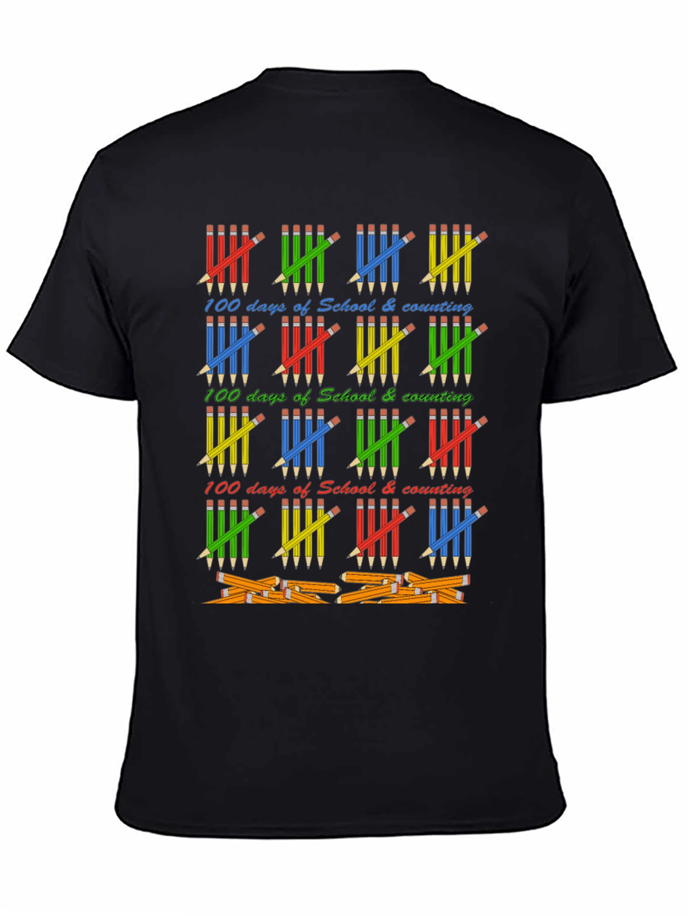 100 Days of School T-Shirt - Counting Pencils Design