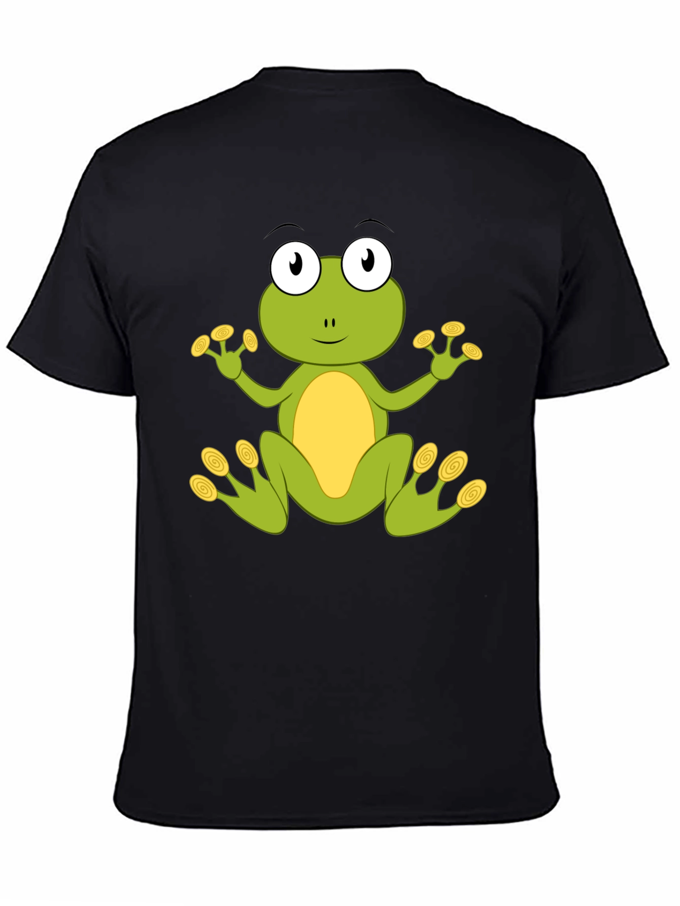 Cute Frog Graphic T-Shirt - Black Cotton Blend