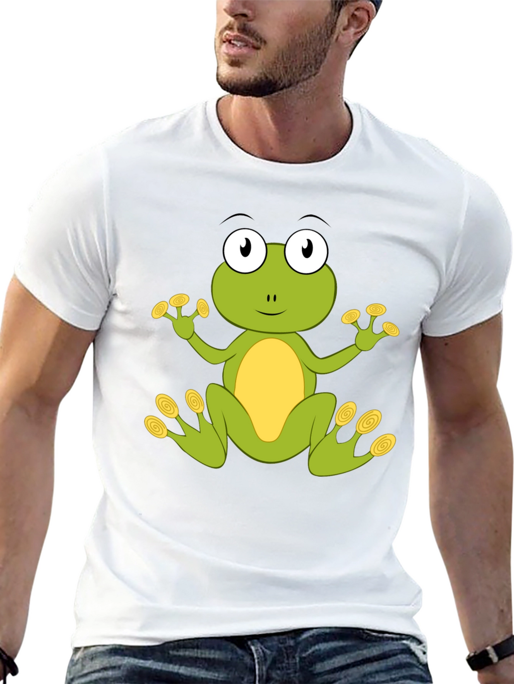 Cute Frog Graphic T-Shirt - Black Cotton Blend