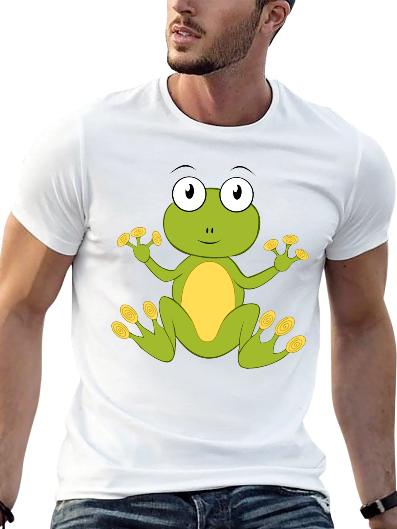 Cute Frog Graphic T-Shirt - Black Cotton Blend