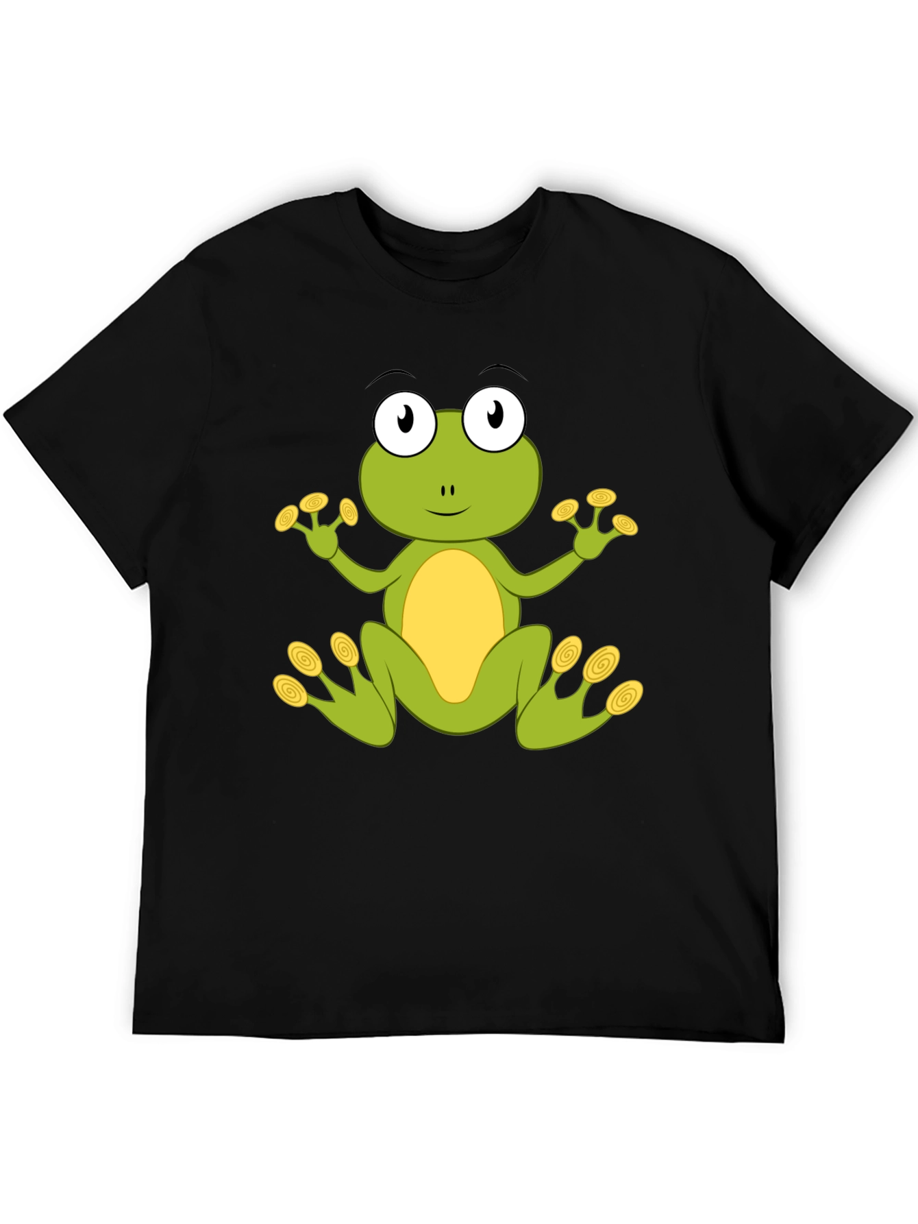 Cute Frog Graphic T-Shirt - Black Cotton Blend