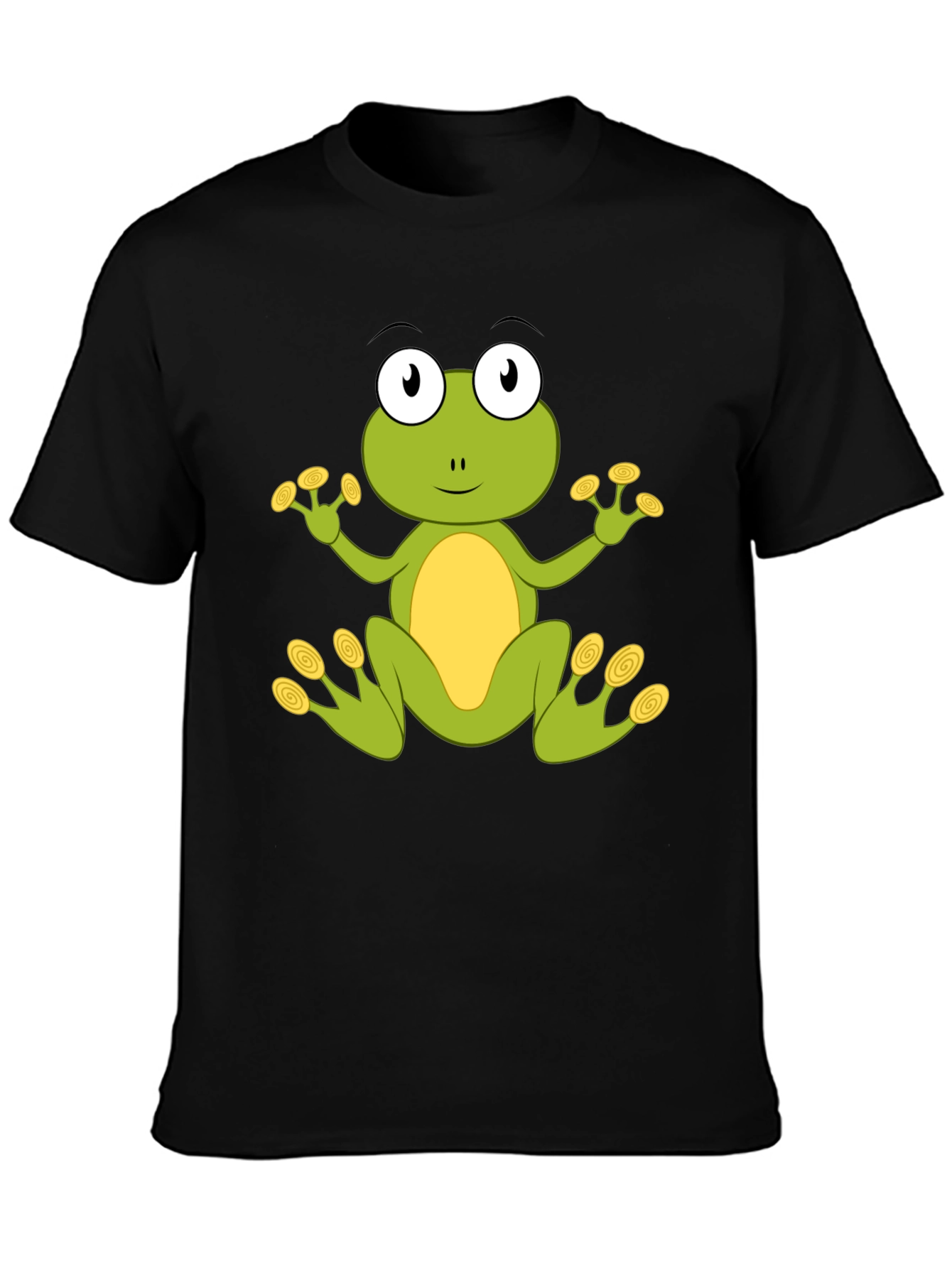 Cute Frog Graphic T-Shirt - Black Cotton Blend