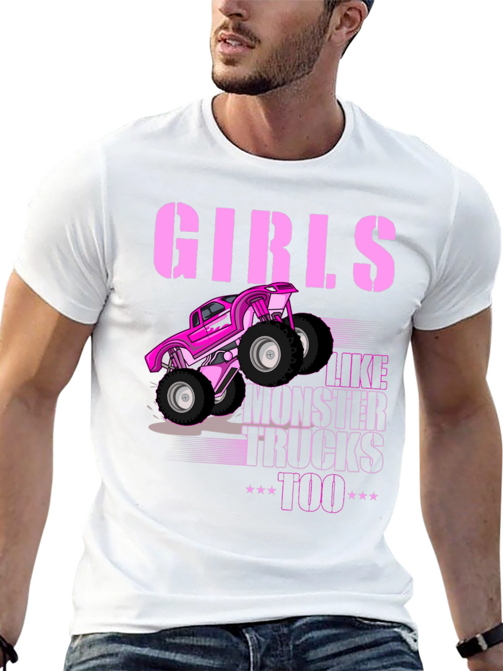Girls Like Monster Trucks Too - Black Graphic Tee