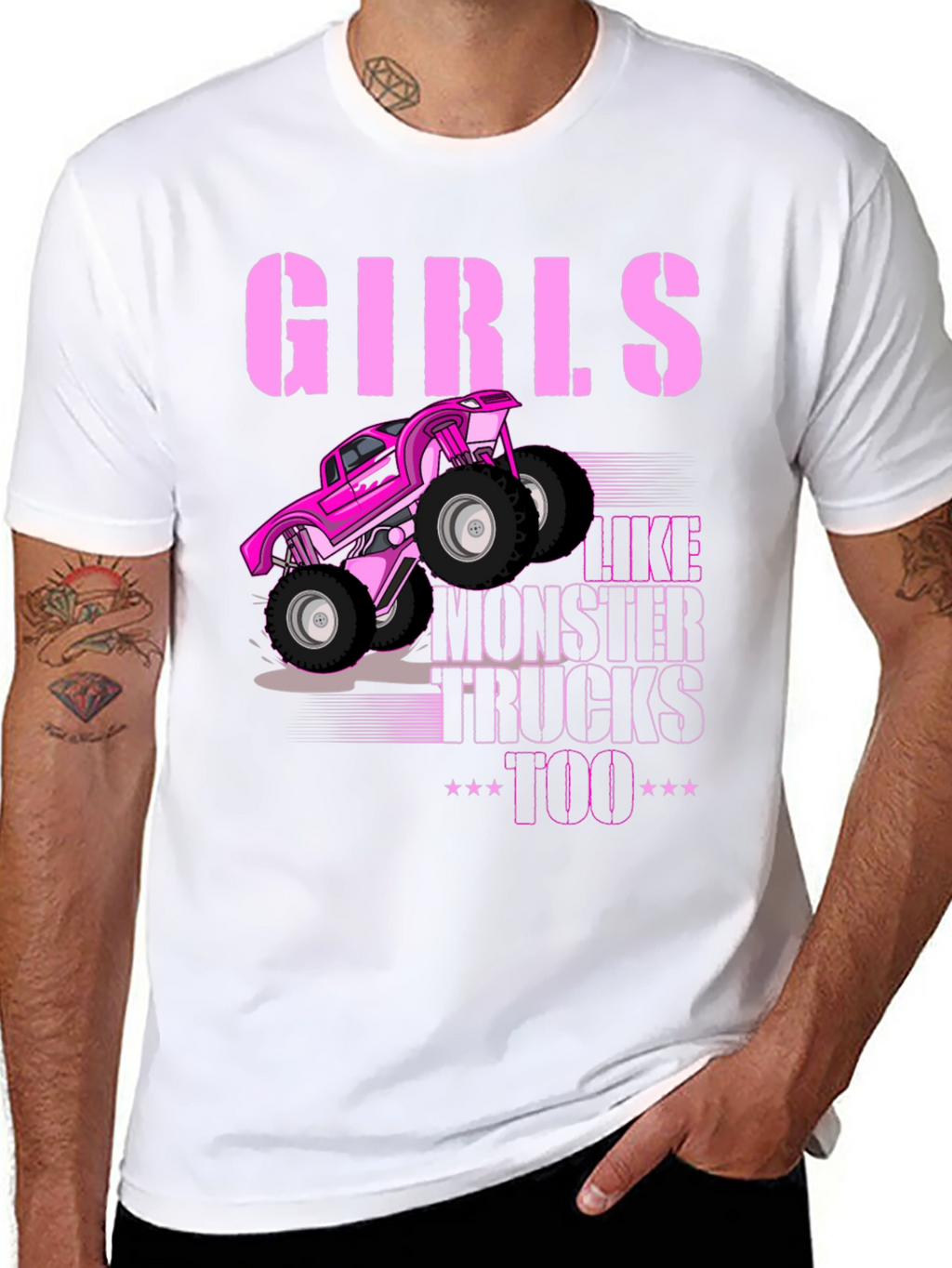 Girls Like Monster Trucks Too - Black Graphic Tee