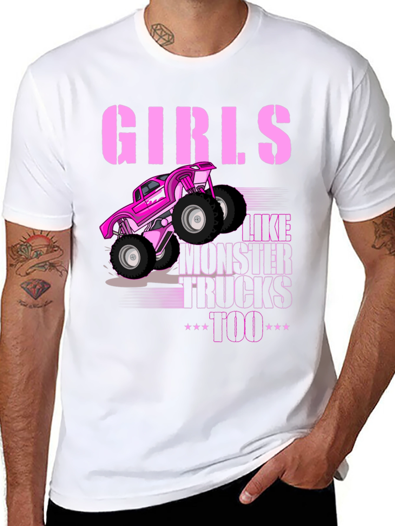 Girls Like Monster Trucks Too - Black Graphic Tee