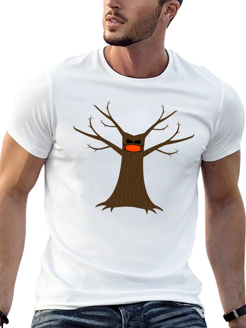 Masked Tree Graphic T-Shirt - Quirky Design