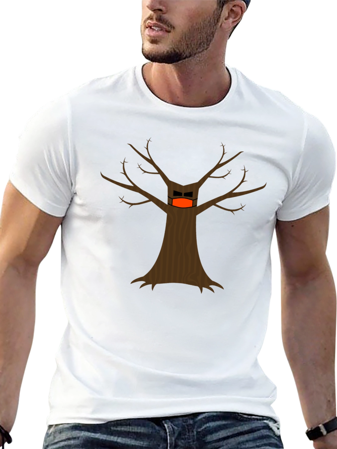 Masked Tree Graphic T-Shirt - Quirky Design