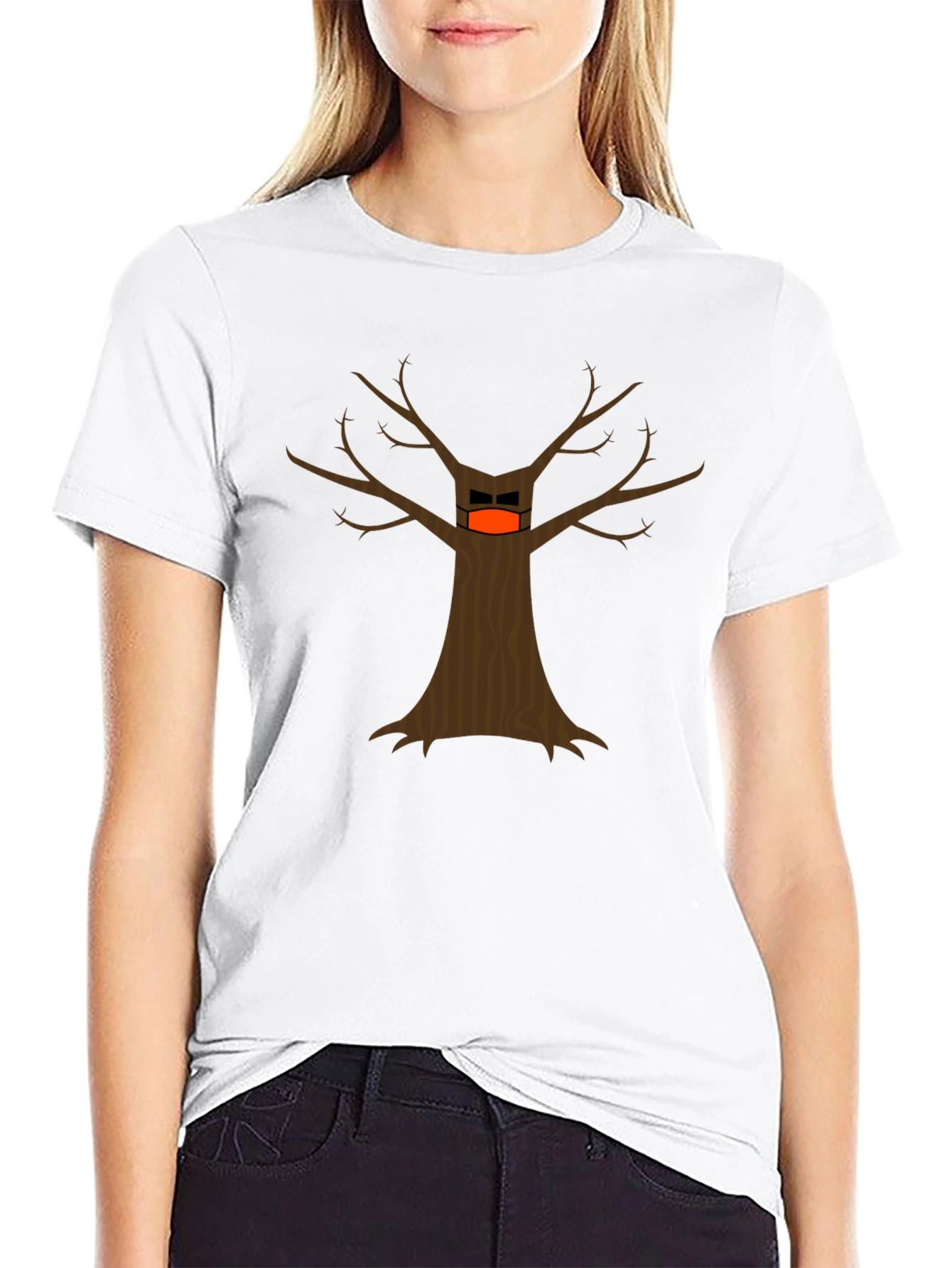 Masked Tree Graphic T-Shirt - Quirky Design