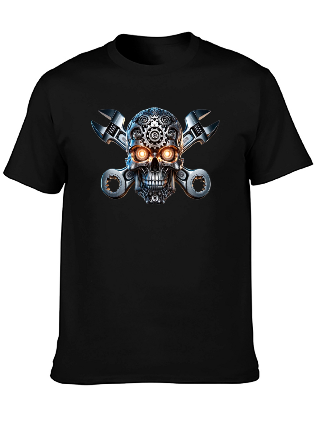 Steampunk Skull & Wrenches Graphic T-Shirt