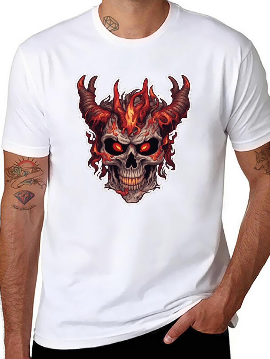 Fiery Skull Graphic T-Shirt