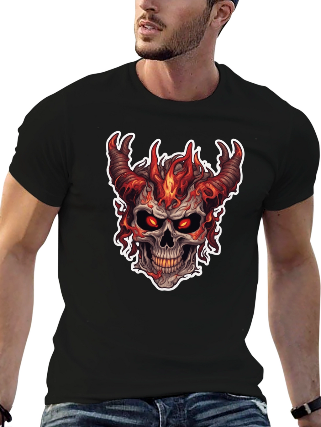 Fiery Skull Graphic T-Shirt
