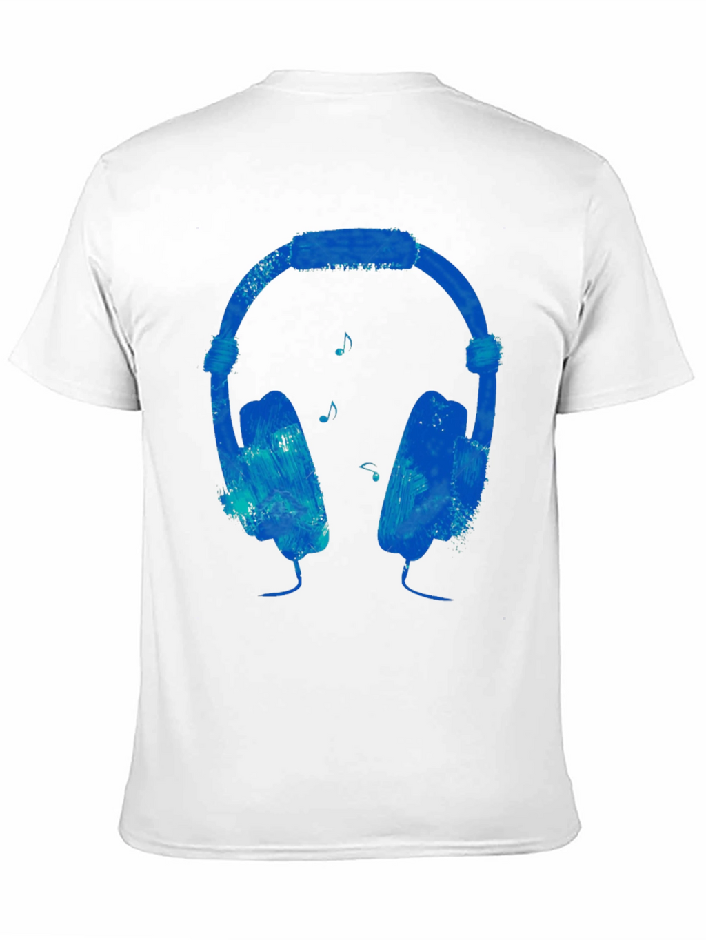 Blue Headphones Graphic Black T-Shirt
