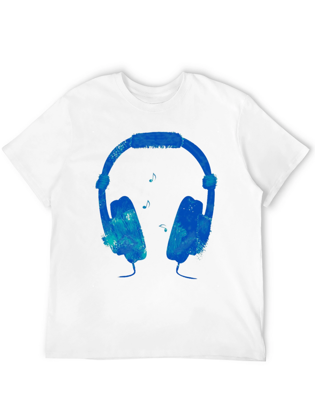 Blue Headphones Graphic Black T-Shirt