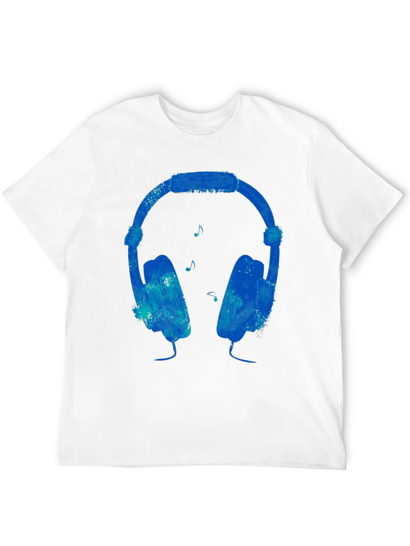 Blue Headphones Graphic Black T-Shirt