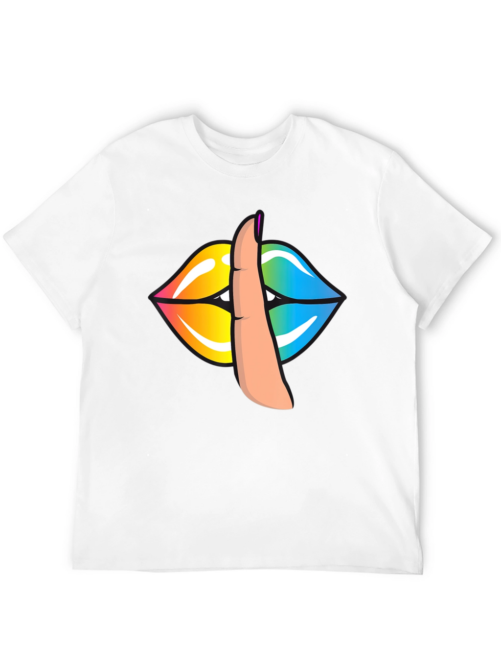 Rainbow Lips Shhh Graphic Tee - Stylish Unisex T-Shirt