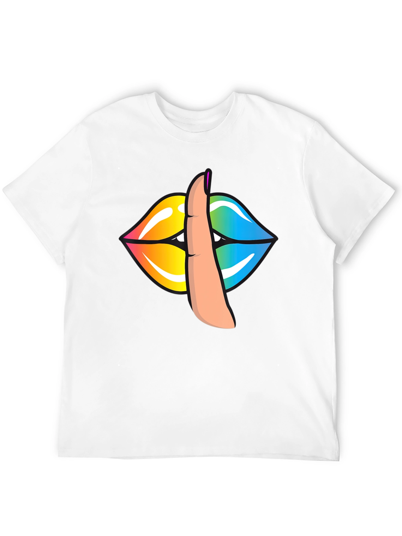 Rainbow Lips Shhh Graphic Tee - Stylish Unisex T-Shirt