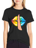 Rainbow Lips Shhh Graphic Tee - Stylish Unisex T-Shirt