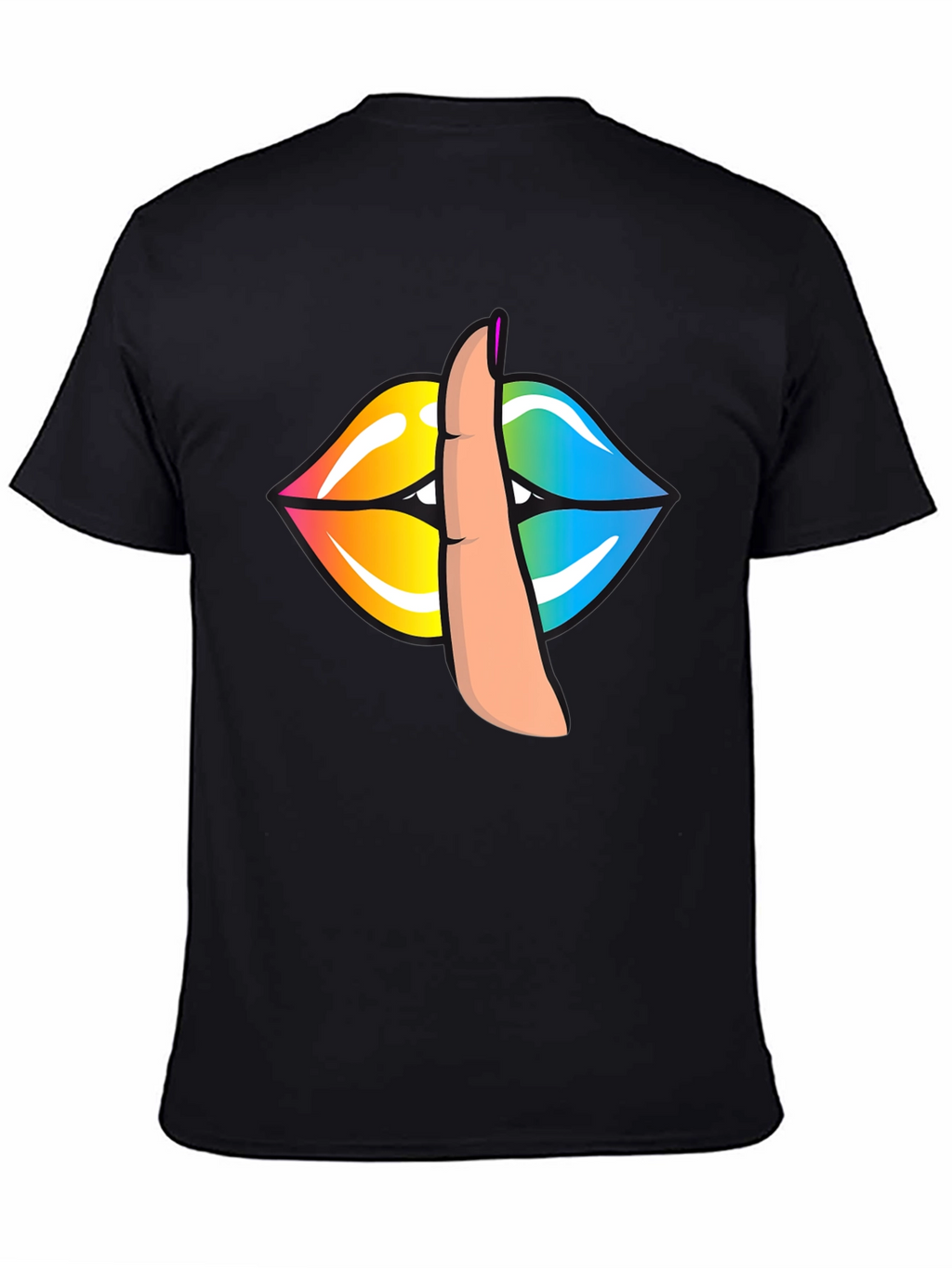 Rainbow Lips Shhh Graphic Tee - Stylish Unisex T-Shirt