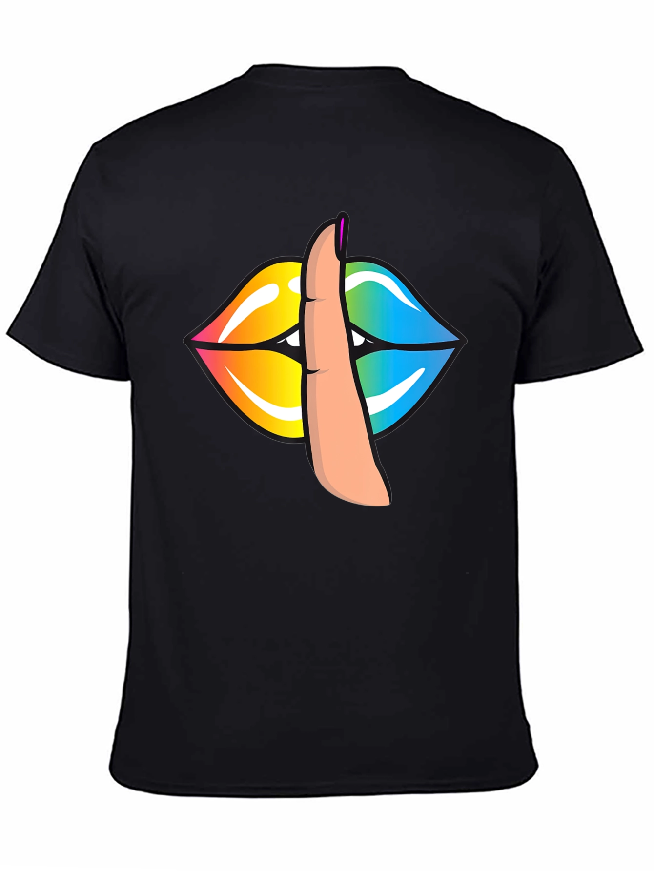 Rainbow Lips Shhh Graphic Tee - Stylish Unisex T-Shirt