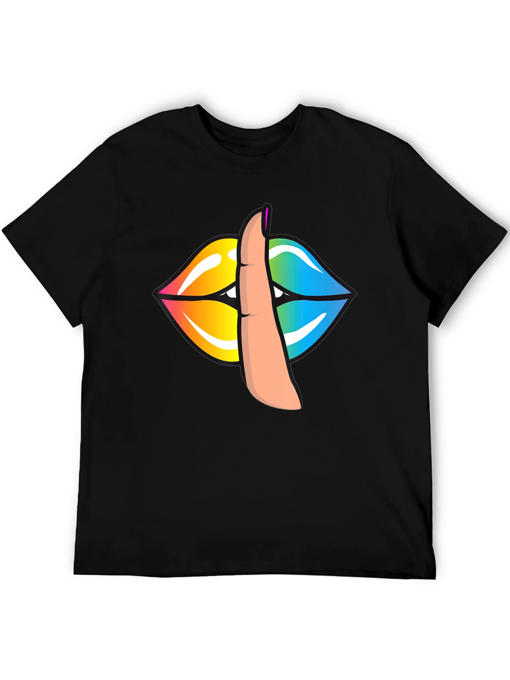 Rainbow Lips Shhh Graphic Tee - Stylish Unisex T-Shirt