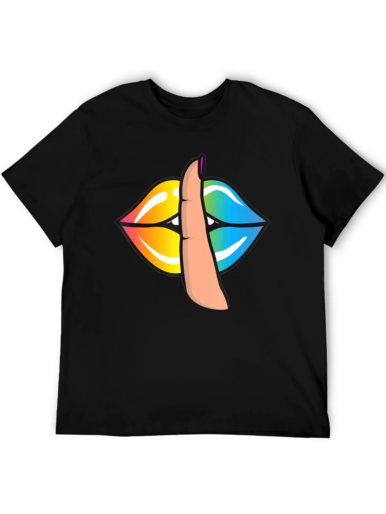 Rainbow Lips Shhh Graphic Tee - Stylish Unisex T-Shirt