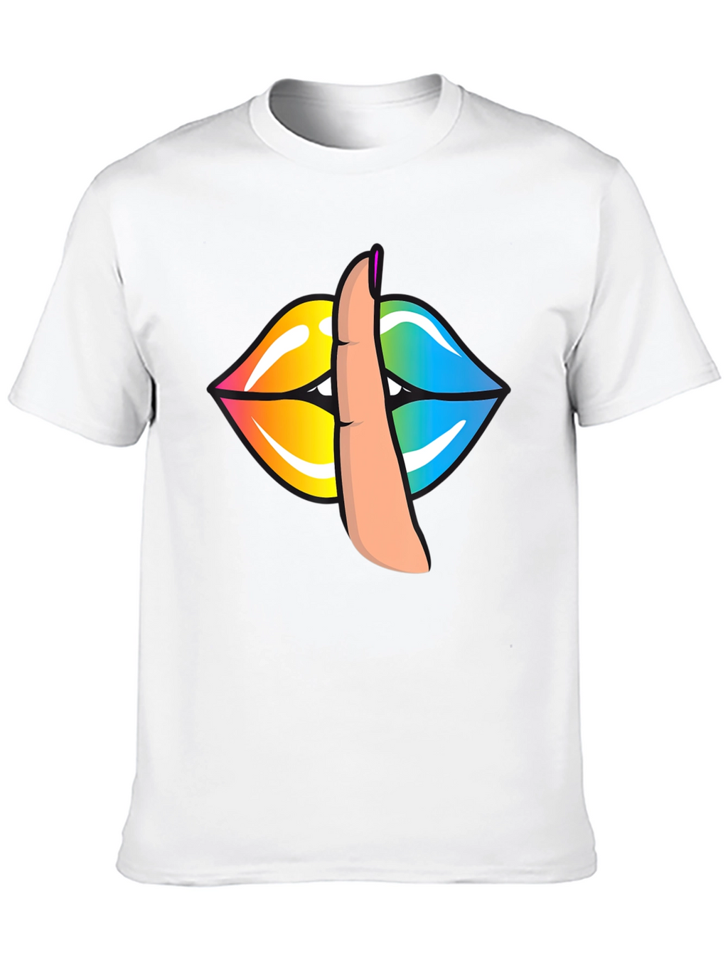 Rainbow Lips Shhh Graphic Tee - Stylish Unisex T-Shirt
