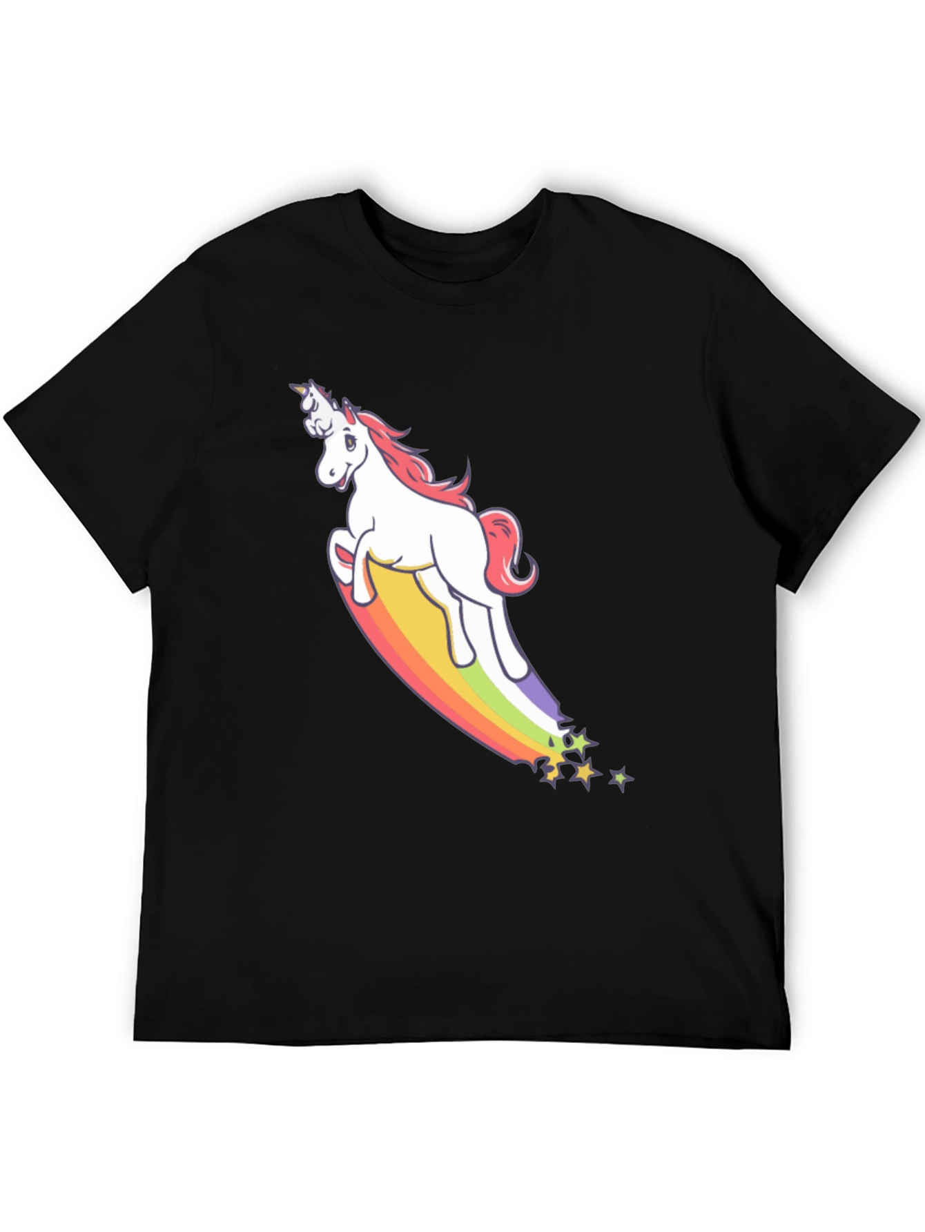 Unicorn Rainbow Graphic Tee - Black T-Shirt