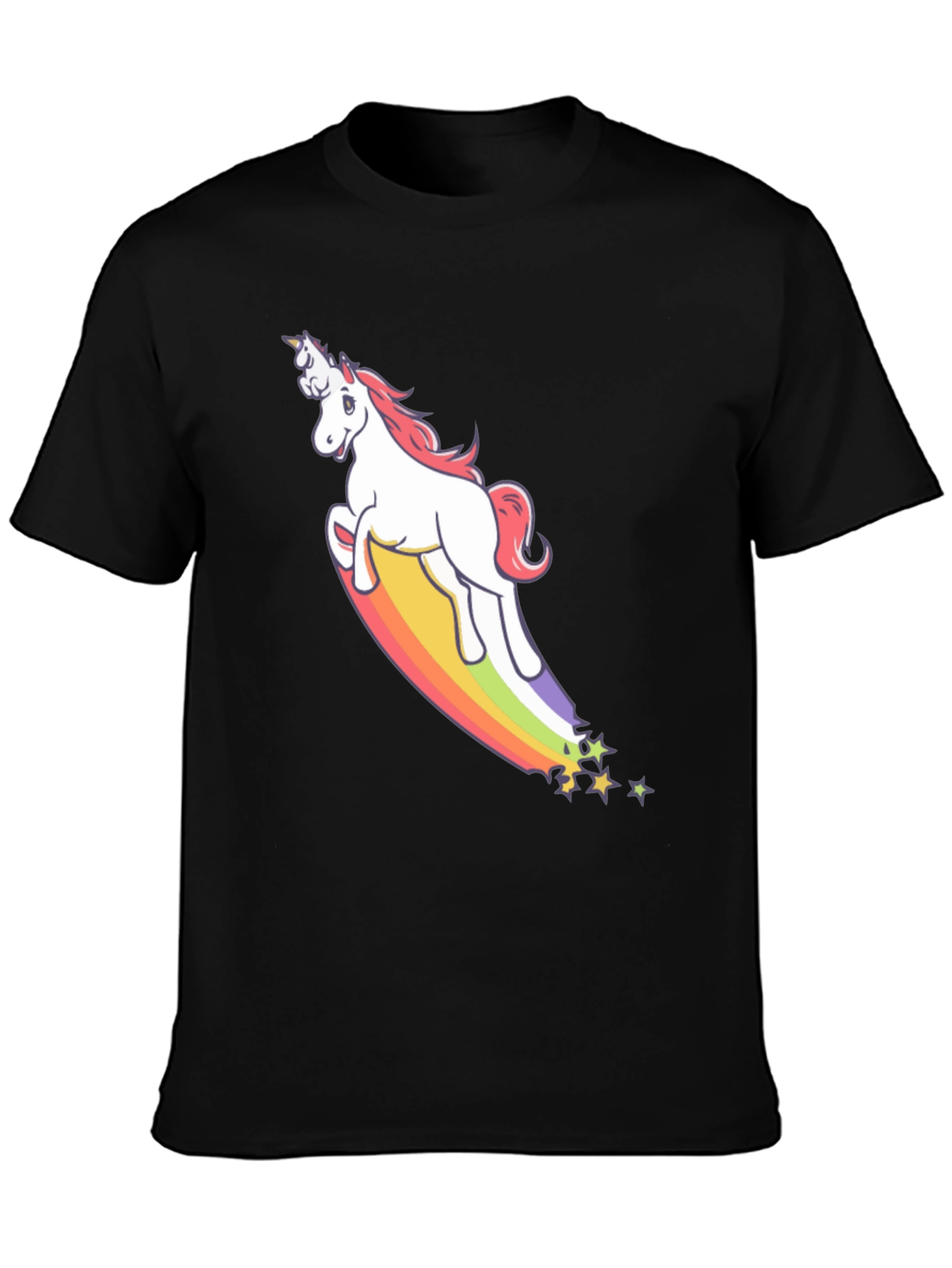 Unicorn Rainbow Graphic Tee - Black T-Shirt