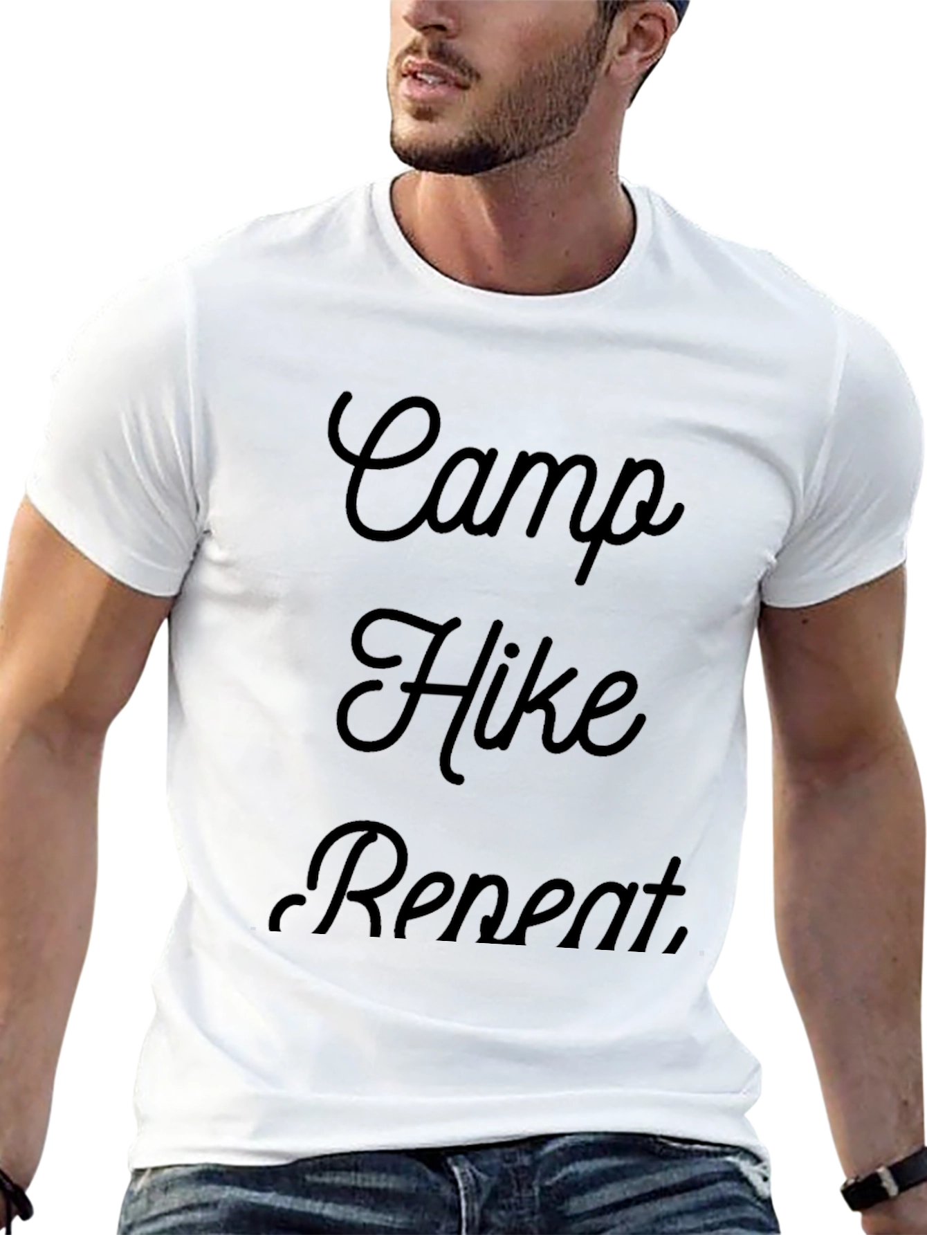 Camp Hike Repeat Black Graphic T-Shirt