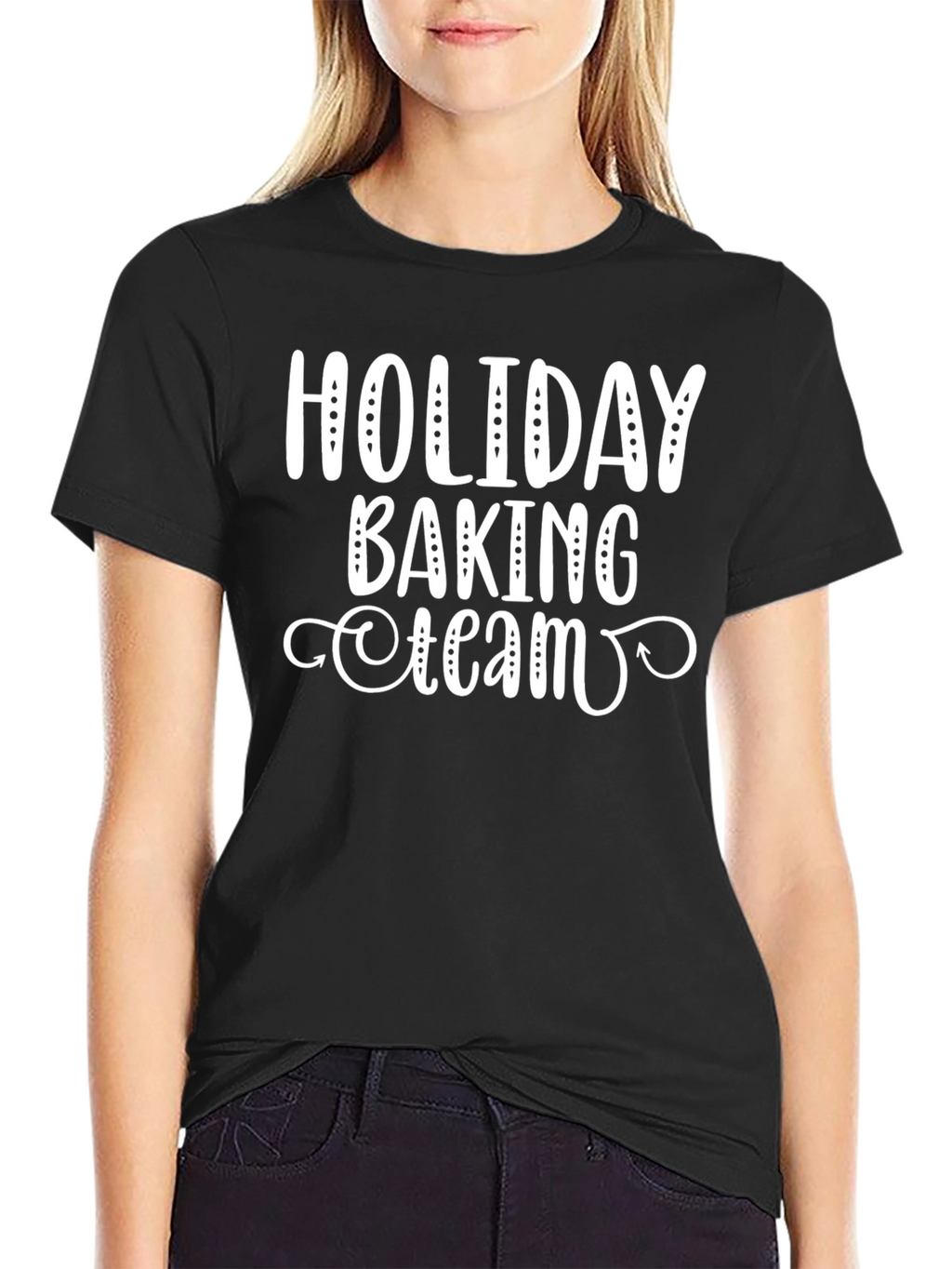 Holiday Baking Team Black Crew Neck T-Shirt