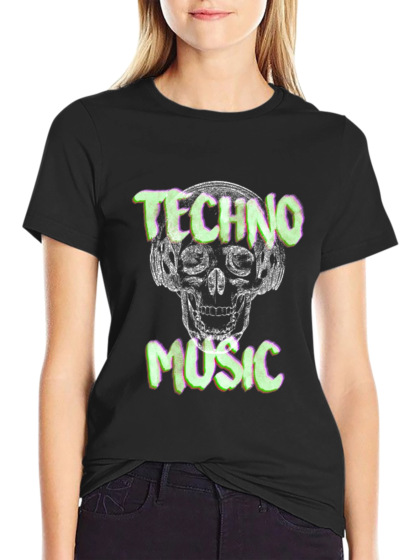 Techno Music Skull Graphic T-Shirt