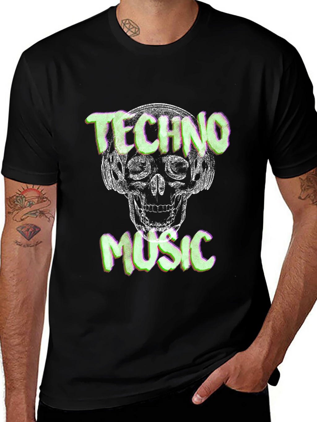Techno Music Skull Graphic T-Shirt