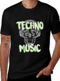 Techno Music Skull Graphic T-Shirt