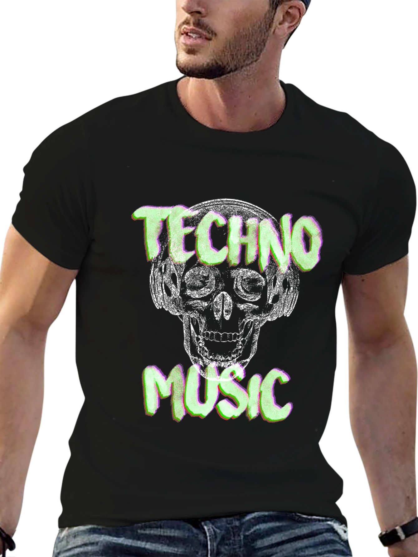 Techno Music Skull Graphic T-Shirt