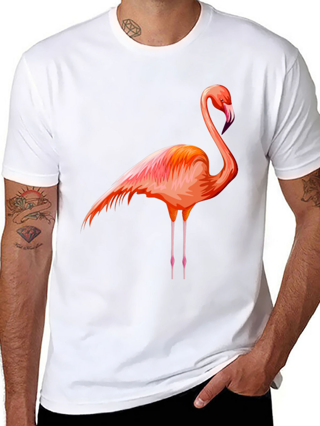 Flamingo Graphic Tee - Black Cotton Comfort